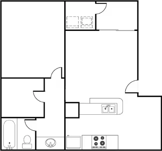 1BR/1BA 0703 floor plan
